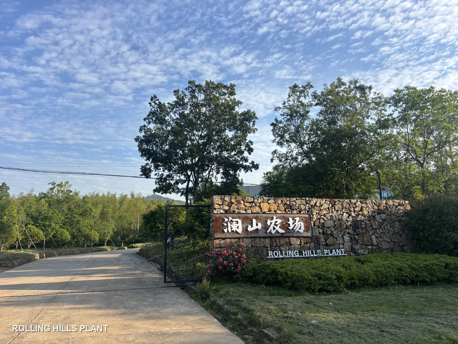 Rolling Hills Plant company entrance and nursery in China